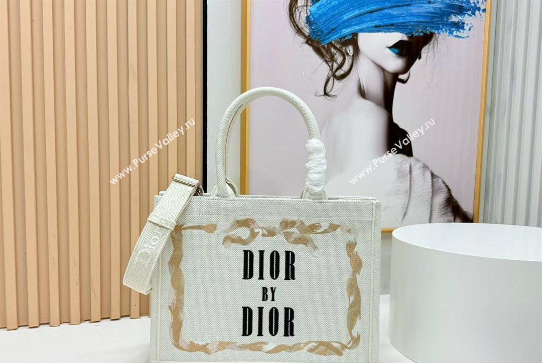 Dior Medium Book Tote Bag in Yellow and Red Book Cover Embroidery 2026 8834 (BF-260127044)