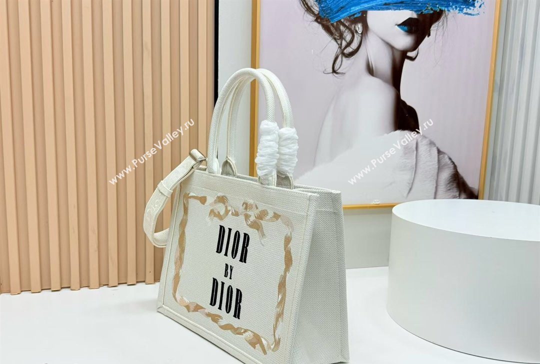 Dior Medium Book Tote Bag in Yellow and Red Book Cover Embroidery 2026 8834 (BF-260127044)