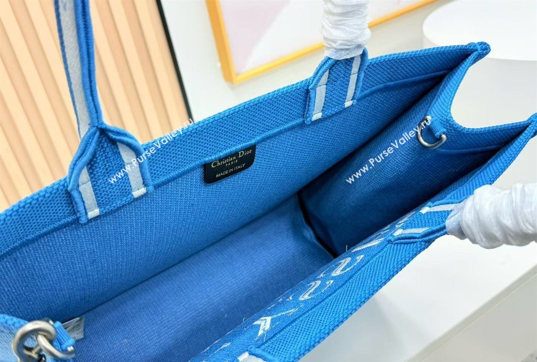 Dior Large Book Tote Bag in Blue and White Book Cover Embroidery 2026 8834 (BF-260127046)