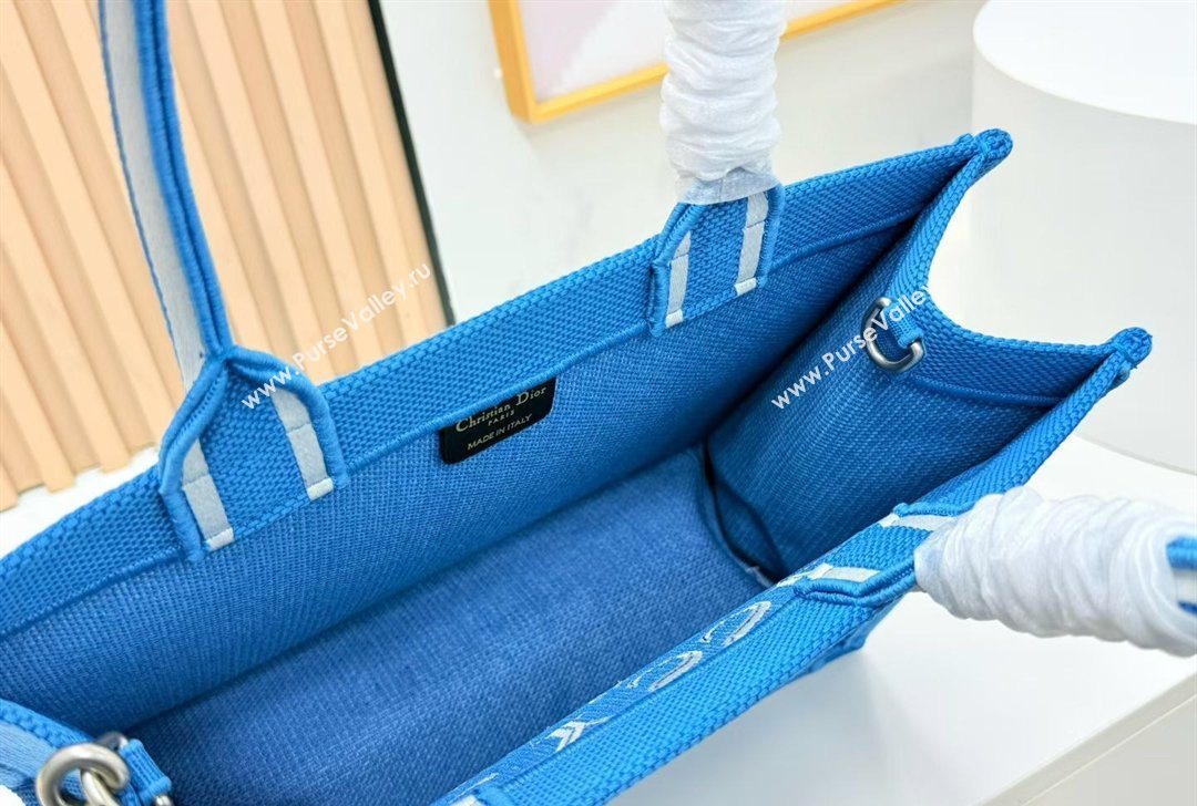 Dior Medium Book Tote Bag in Blue and White Book Cover Embroidery 2026 8834 (BF-260127047)
