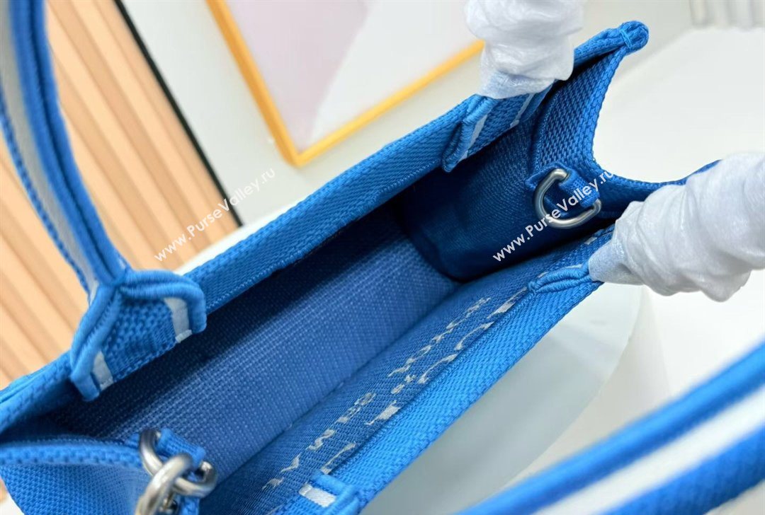 Dior Small Book Tote Bag in Blue and White Book Cover Embroidery 2026 8834 (BF-260127048)