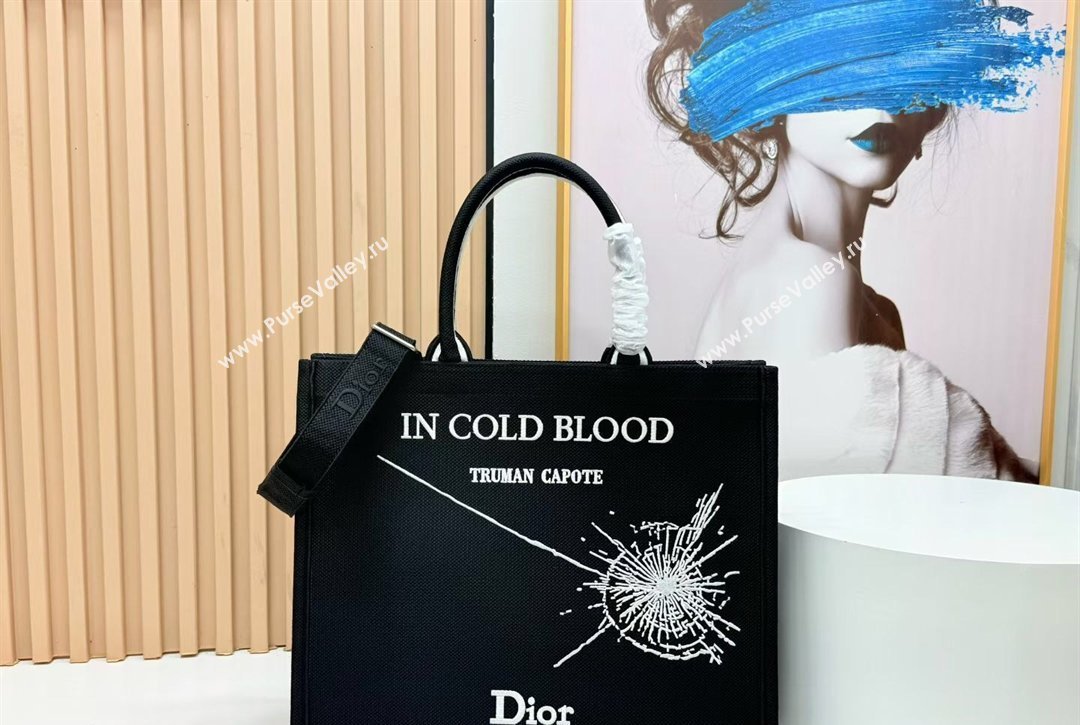 Dior Large Book Tote Bag in Black Sparkle Embroidery 2026 8833 (BF-260127070)