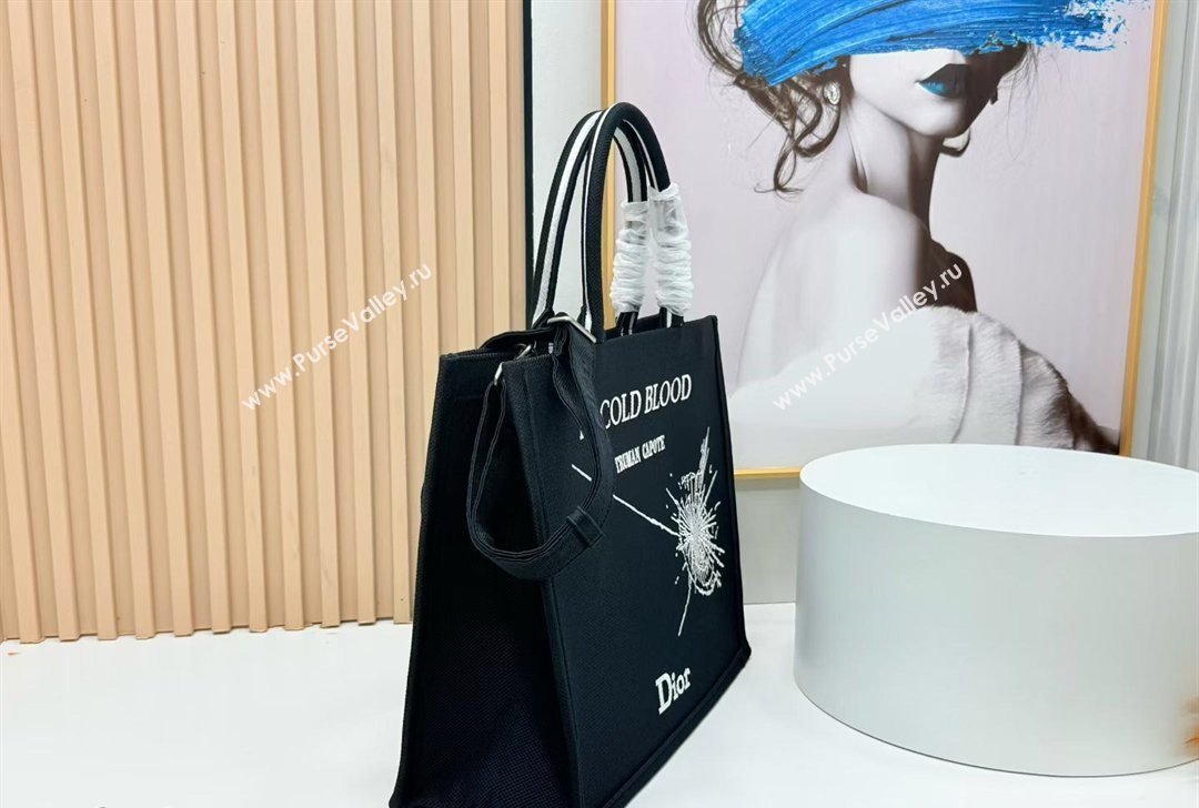 Dior Large Book Tote Bag in Black Sparkle Embroidery 2026 8833 (BF-260127070)