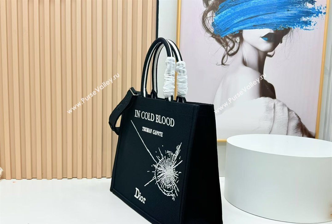 Dior Large Book Tote Bag in Black Sparkle Embroidery 2026 8833 (BF-260127070)