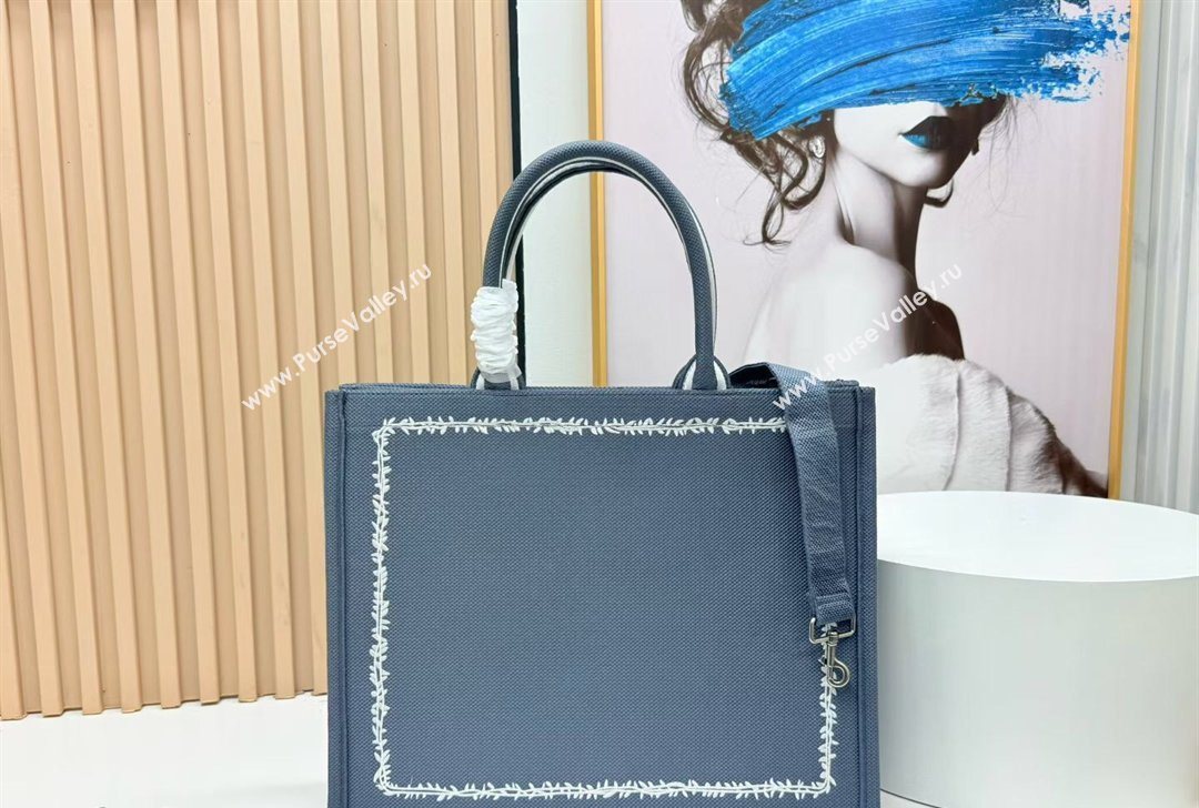 Dior Large Book Tote Bag in Grey and White Book Cover Embroidery 2026 8834 (BF-260127049)