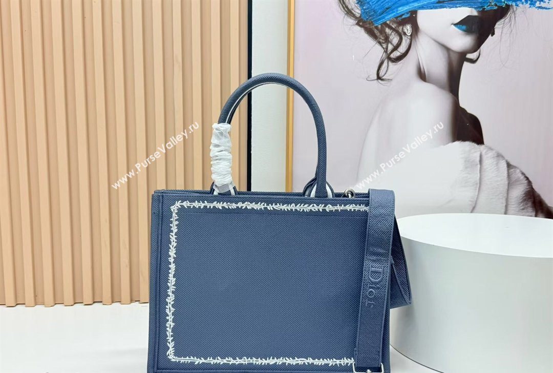 Dior Medium Book Tote Bag in Grey and White Book Cover Embroidery 2026 8834 (BF-260127050)