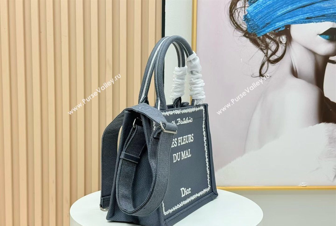 Dior Small Book Tote Bag in Grey and White Book Cover Embroidery 2026 8834 (BF-260127051)