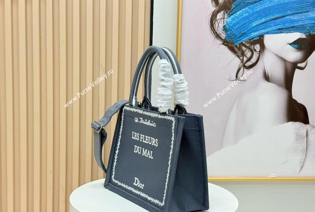 Dior Small Book Tote Bag in Grey and White Book Cover Embroidery 2026 8834 (BF-260127051)