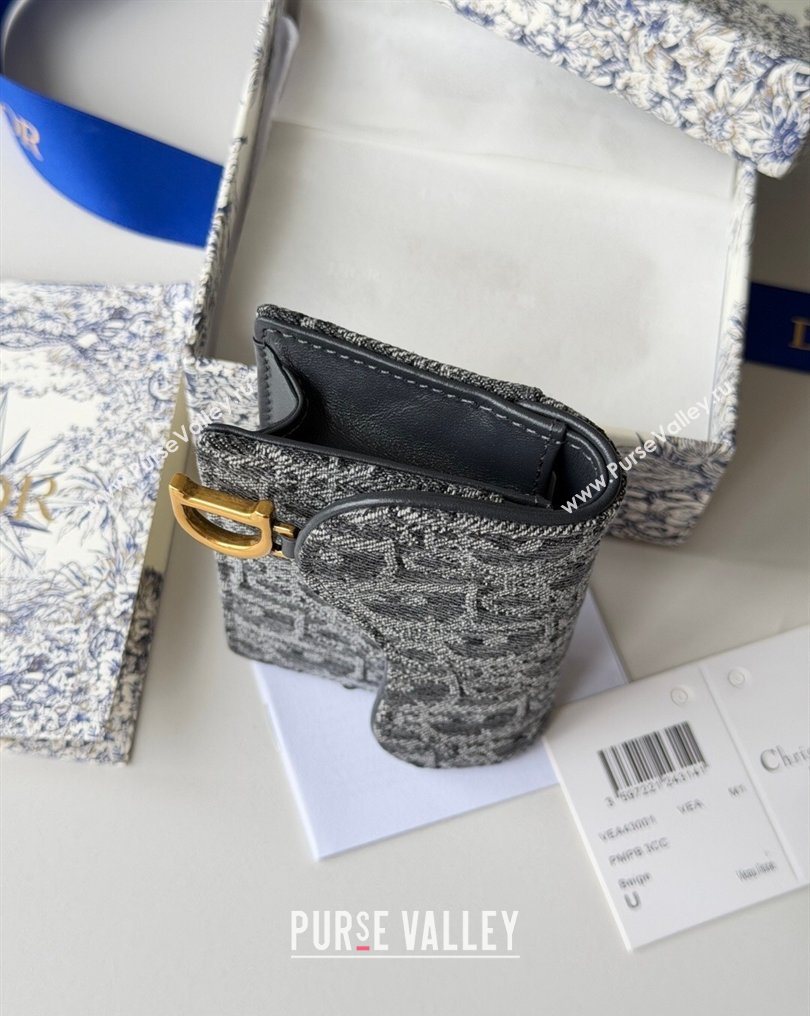 Dior Saddle Lotus Card Holder Wallet in Oblique Jacquard Black 2026 5611 (XXG-260127021)