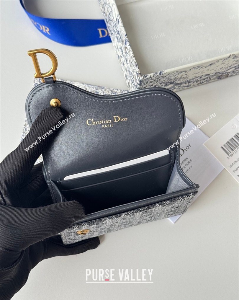 Dior Saddle Lotus Card Holder Wallet in Oblique Jacquard Black 2026 5611 (XXG-260127021)