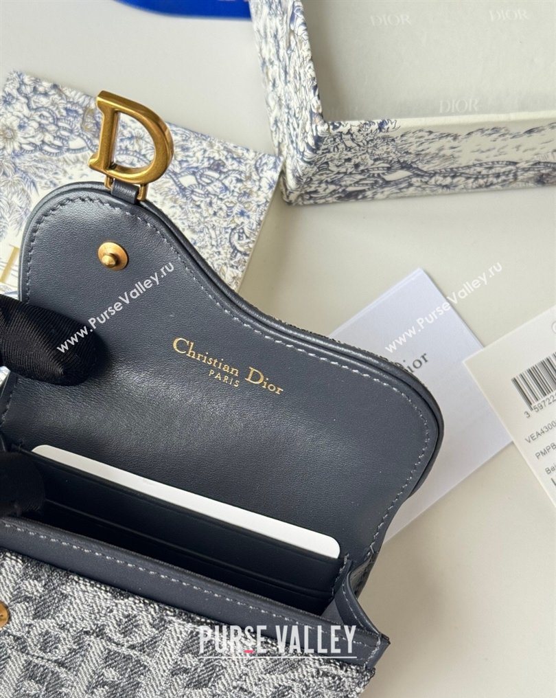 Dior Saddle Lotus Card Holder Wallet in Oblique Jacquard Black 2026 5611 (XXG-260127021)