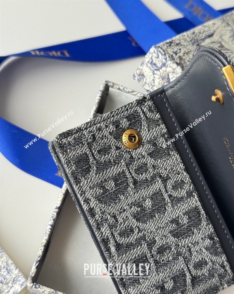 Dior Saddle Lotus Card Holder Wallet in Oblique Jacquard Black 2026 5611 (XXG-260127021)