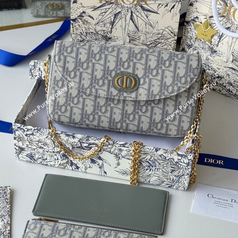 Dior 30 Montaigne Pouch with Chain Mini Bag in Oblique Jacquard Grey 2026 S4306 (XXG-260127019)
