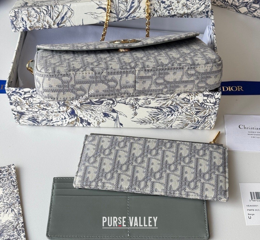 Dior 30 Montaigne Pouch with Chain Mini Bag in Oblique Jacquard Grey 2026 S4306 (XXG-260127019)