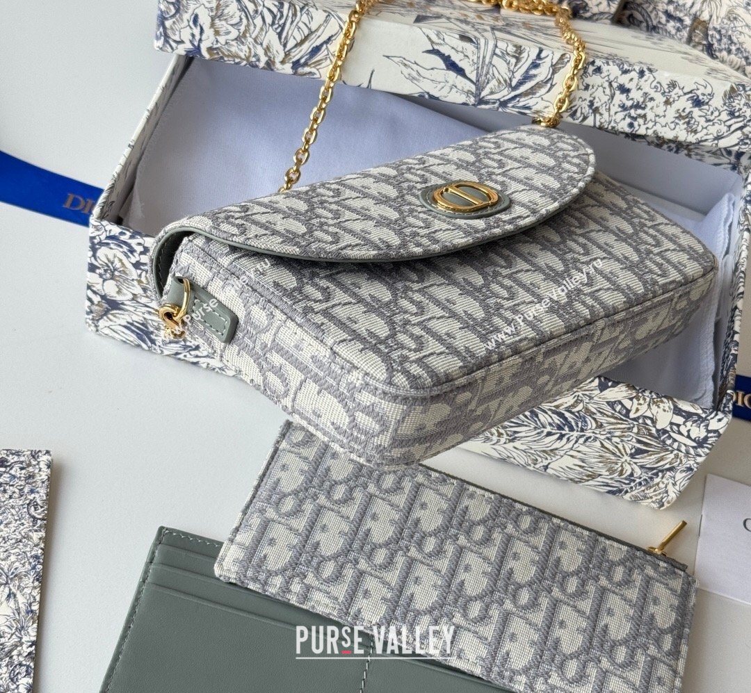 Dior 30 Montaigne Pouch with Chain Mini Bag in Oblique Jacquard Grey 2026 S4306 (XXG-260127019)