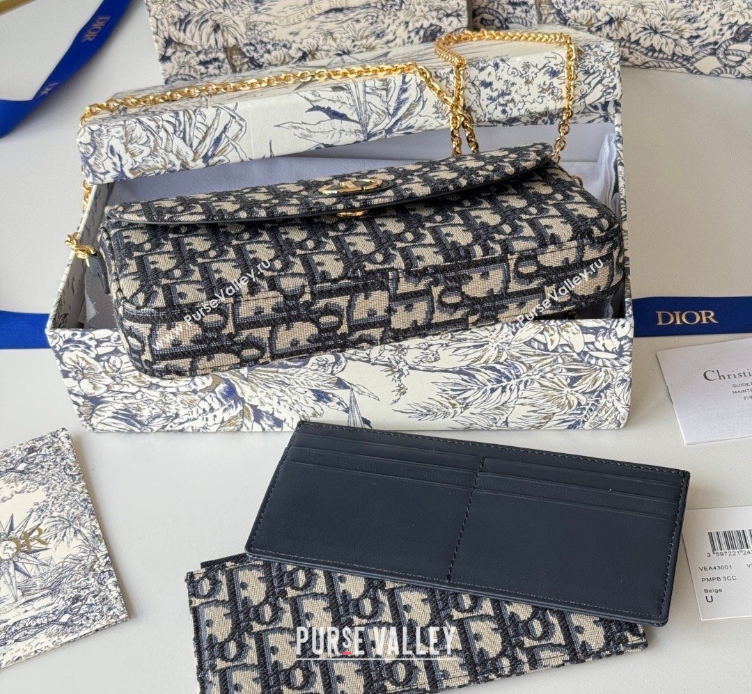Dior 30 Montaigne Pouch with Chain Mini Bag in Oblique Jacquard Blue 2026 S4306 (XXG-260127020)