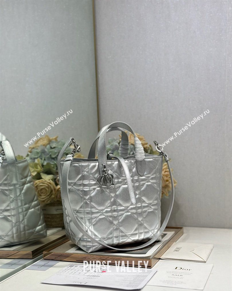 Dior Medium Toujours Vertical Tote Bag in Macrocannage Calfskin Silver-Tone 2026 2836 (XXG-260126092)