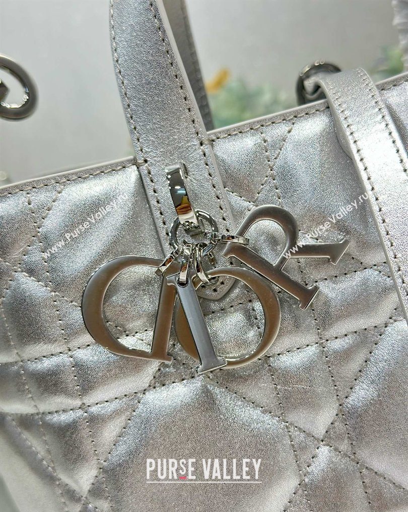 Dior Medium Toujours Vertical Tote Bag in Macrocannage Calfskin Silver-Tone 2026 2836 (XXG-260126092)