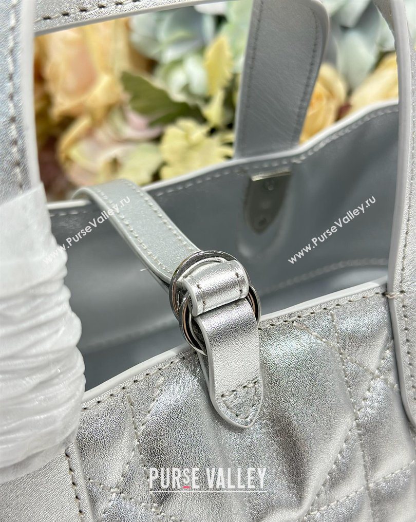 Dior Medium Toujours Vertical Tote Bag in Macrocannage Calfskin Silver-Tone 2026 2836 (XXG-260126092)