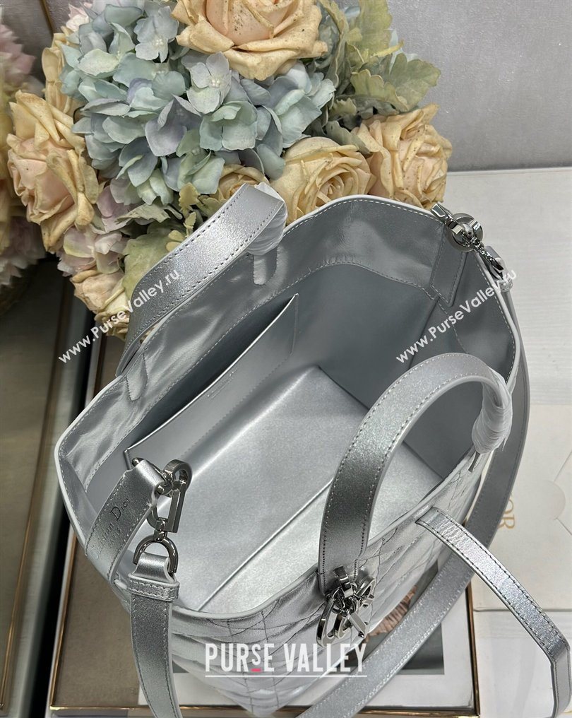Dior Medium Toujours Vertical Tote Bag in Macrocannage Calfskin Silver-Tone 2026 2836 (XXG-260126092)