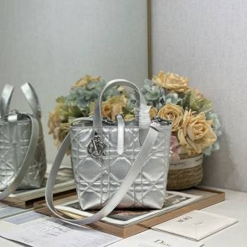 Dior Small Toujours Vertical Tote Bag in Macrocannage Calfskin Silver-Tone 2026 2835 (XXG-260126094)