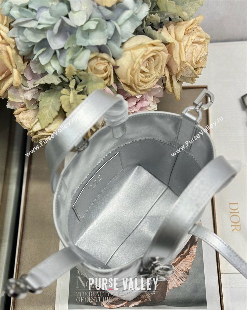 Dior Small Toujours Vertical Tote Bag in Macrocannage Calfskin Silver-Tone 2026 2835 (XXG-260126094)