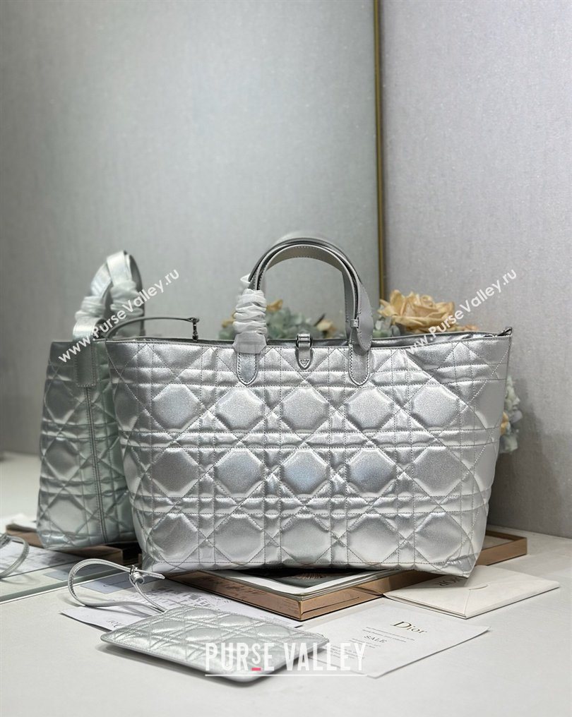 Dior Large Toujours Tote bag in Macrocannage Calfskin Leather Silver-Tone 2026 (XXG-260126096)