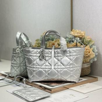Dior Medium Toujours Tote bag in Macrocannage Calfskin Leather Silver-Tone 2026 (XXG-260126098)