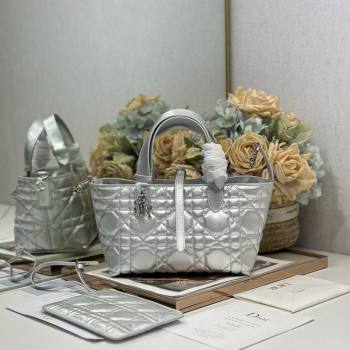 Dior Small Toujours Tote bag in Macrocannage Calfskin Leather Silver-Tone 2026 (XXG-260126100)