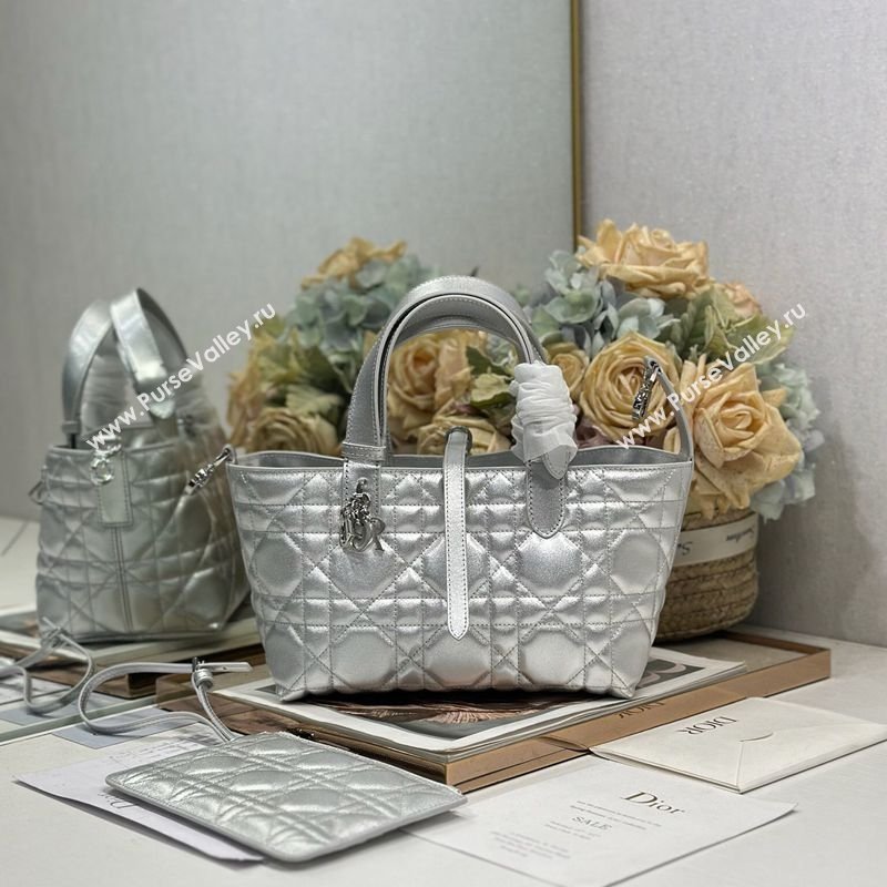 Dior Small Toujours Tote bag in Macrocannage Calfskin Leather Silver-Tone 2026 (XXG-260126100)