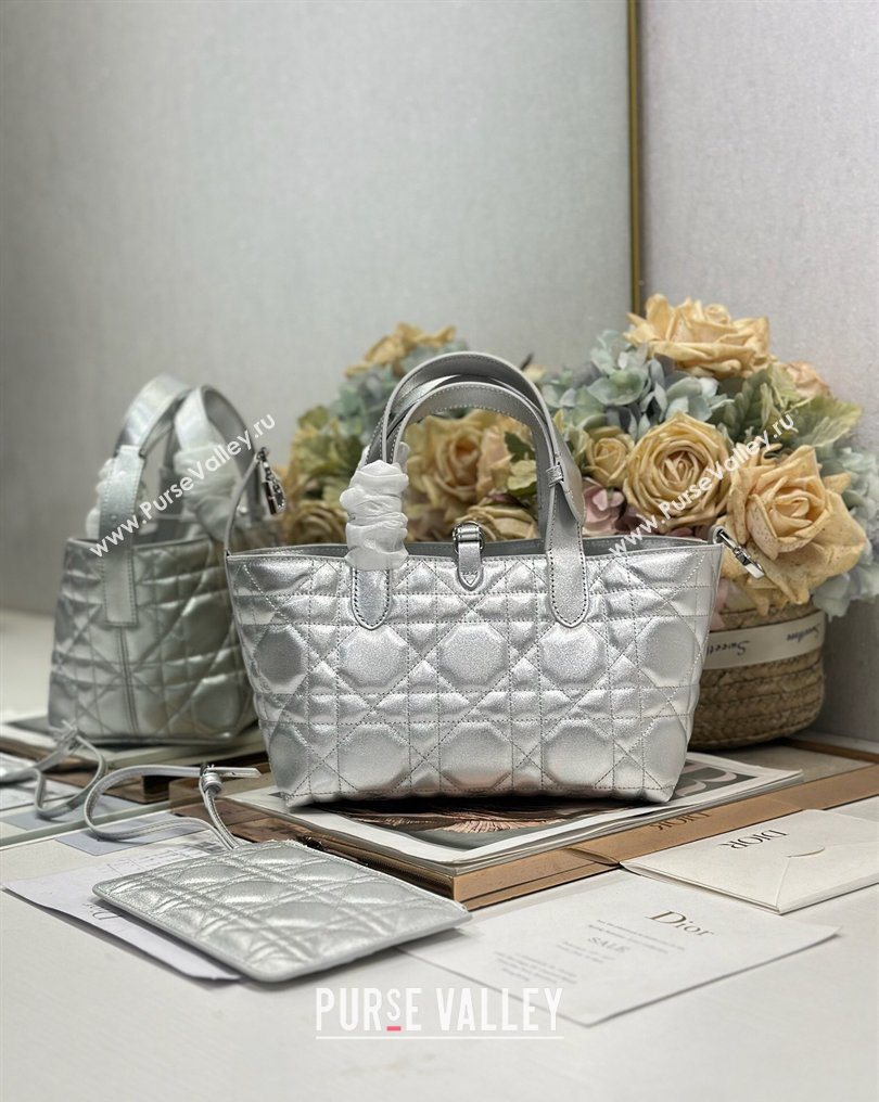 Dior Small Toujours Tote bag in Macrocannage Calfskin Leather Silver-Tone 2026 (XXG-260126100)