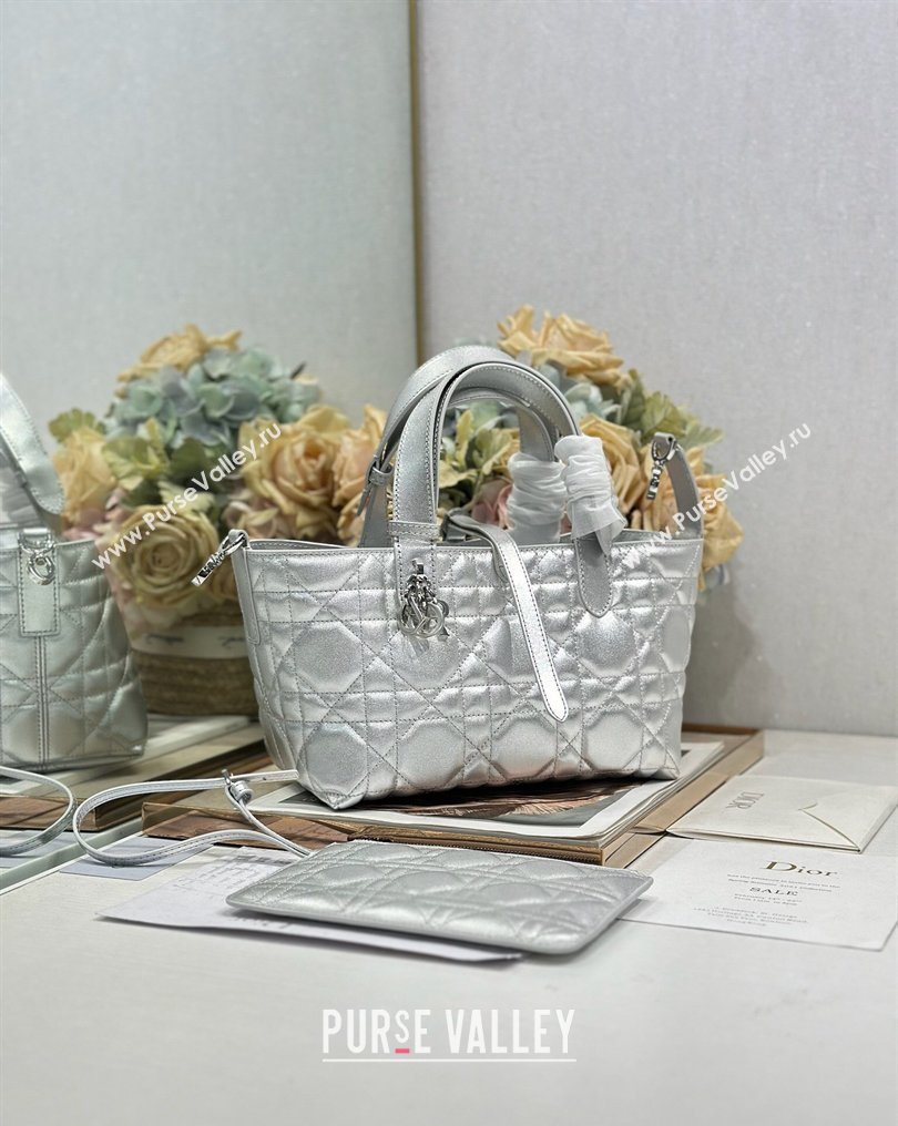 Dior Small Toujours Tote bag in Macrocannage Calfskin Leather Silver-Tone 2026 (XXG-260126100)