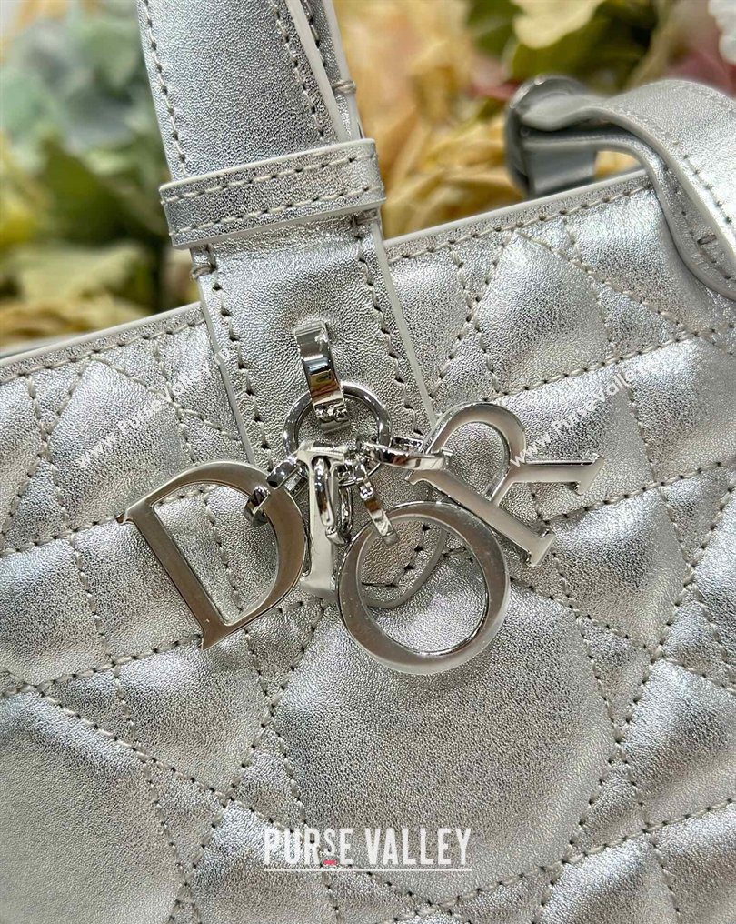 Dior Small Toujours Tote bag in Macrocannage Calfskin Leather Silver-Tone 2026 (XXG-260126100)