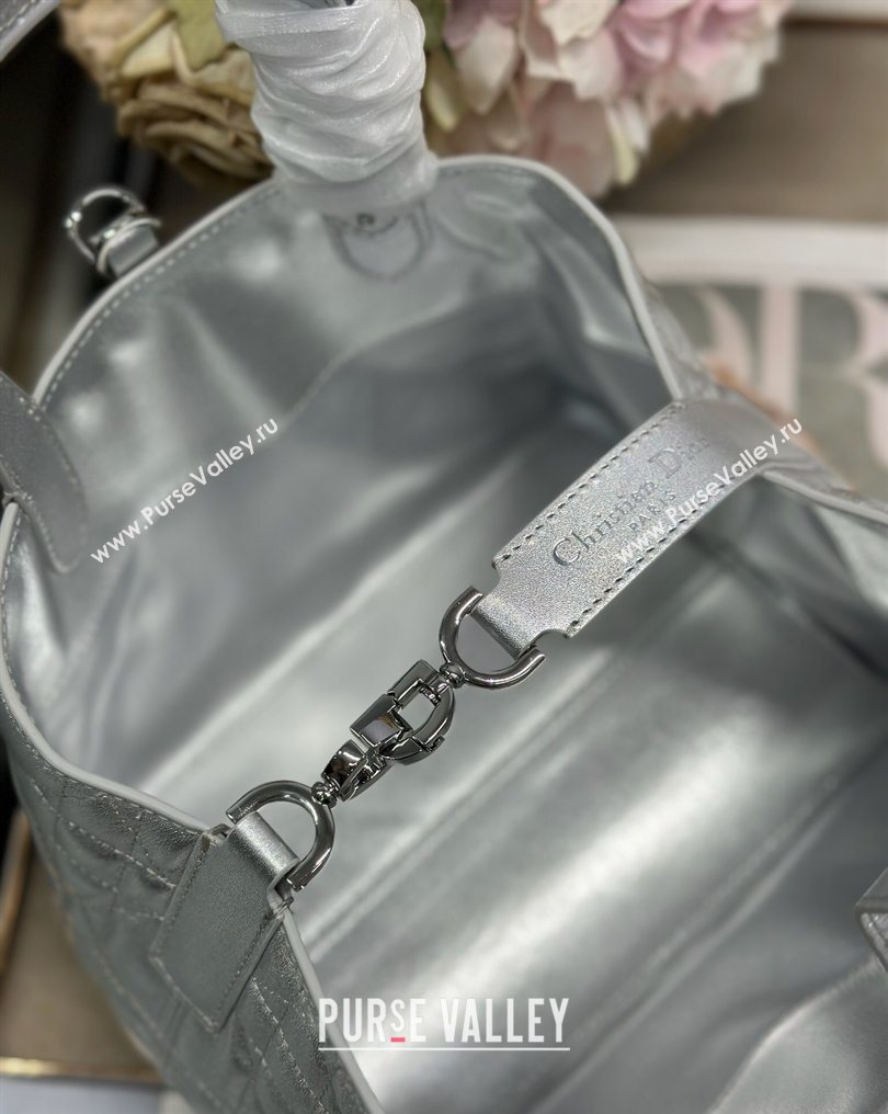 Dior Small Toujours Tote bag in Macrocannage Calfskin Leather Silver-Tone 2026 (XXG-260126100)