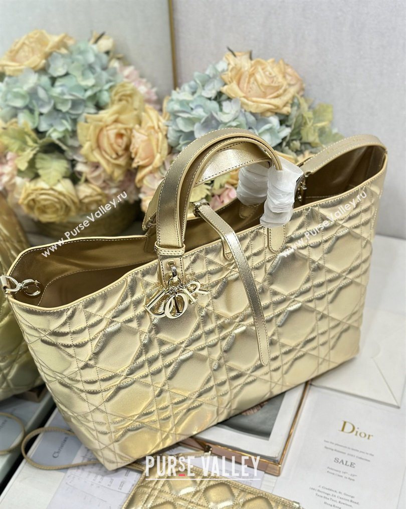 Dior Large Toujours Tote bag in Macrocannage Calfskin Leather Gold-Tone 2026 (XXG-260126097)