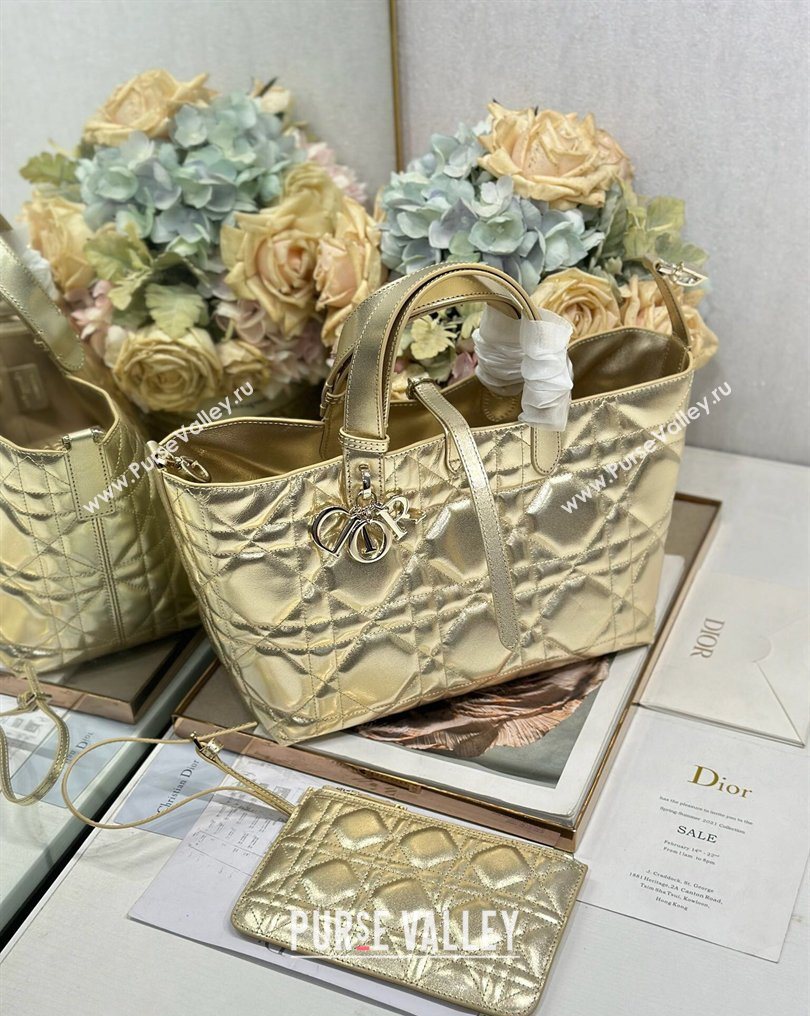 Dior Medium Toujours Tote bag in Macrocannage Calfskin Leather Gold-Tone 2026 (XXG-260126099)