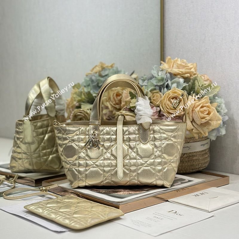 Dior Small Toujours Tote bag in Macrocannage Calfskin Leather Gold-Tone 2026 (XXG-260126101)