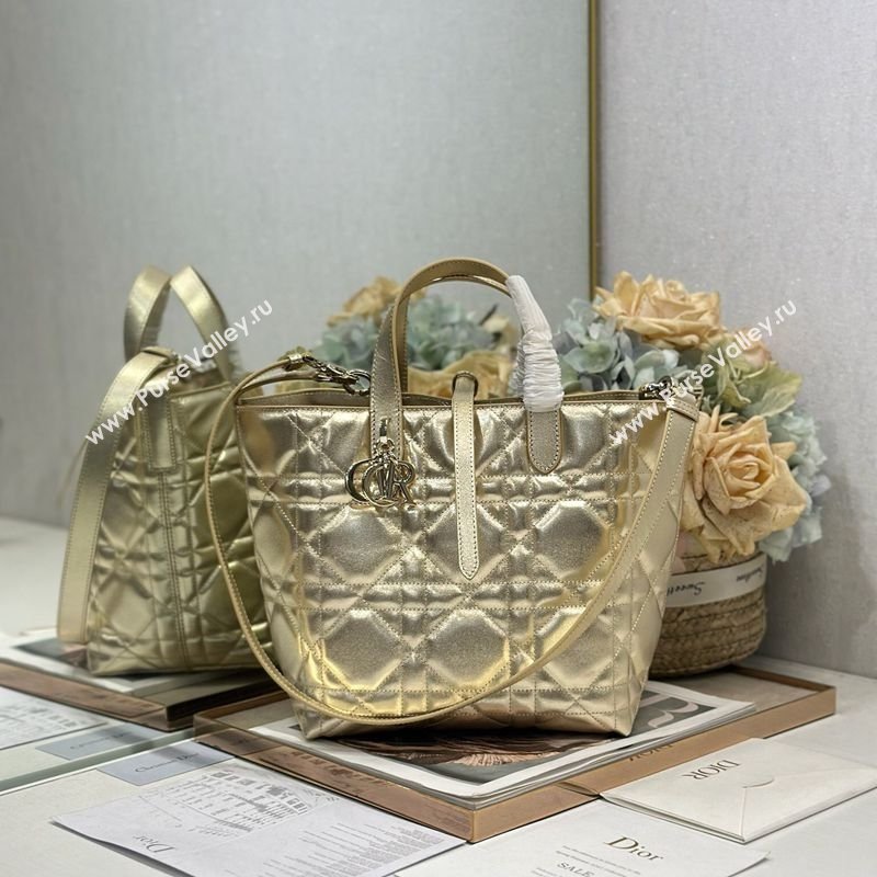 Dior Medium Toujours Vertical Tote Bag in Macrocannage Calfskin Gold-Tone 2026 2836 (XXG-260126093)
