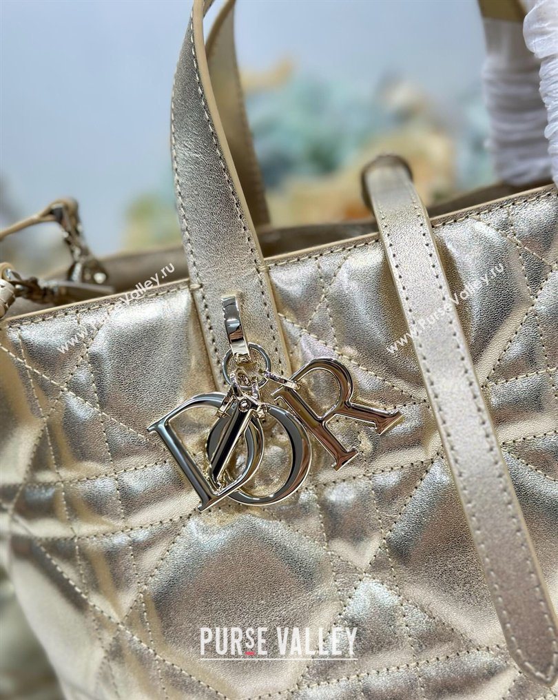 Dior Medium Toujours Vertical Tote Bag in Macrocannage Calfskin Gold-Tone 2026 2836 (XXG-260126093)