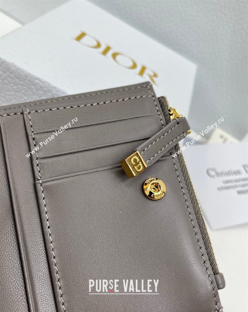 Dior Caro Dahlia Wallet with Crystals in Macrocannage Lambskin Leather Dark Grey 2026 4208 (XXG-260127003)
