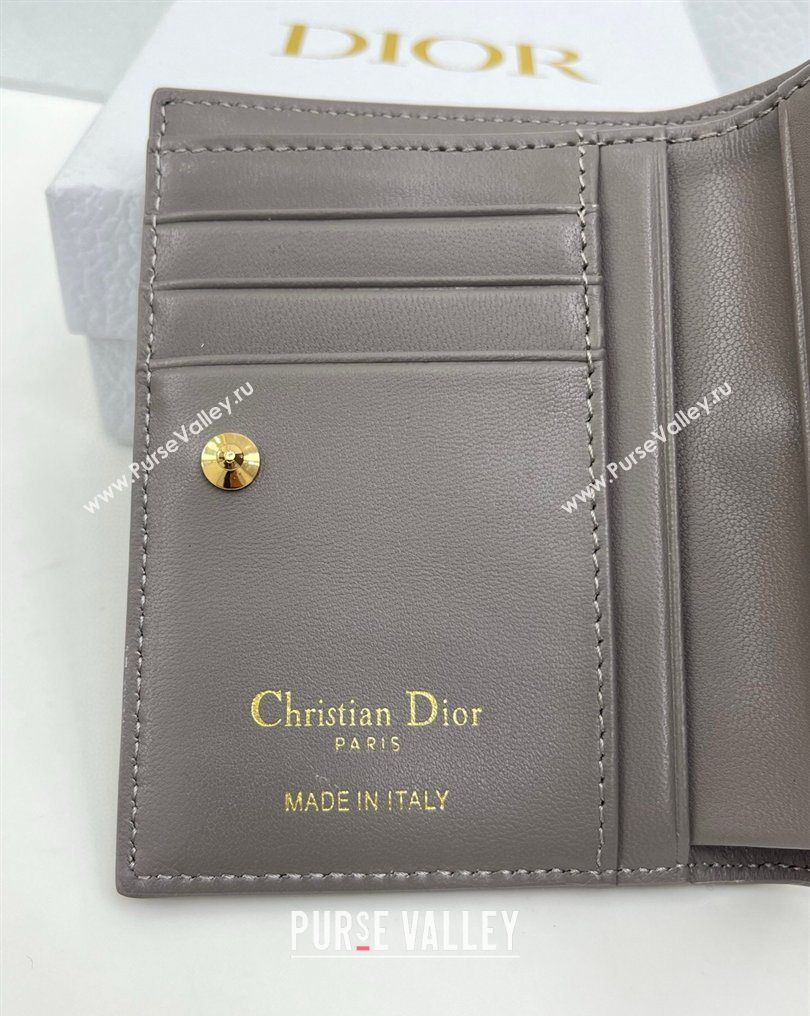 Dior Caro Dahlia Wallet with Crystals in Macrocannage Lambskin Leather Dark Grey 2026 4208 (XXG-260127003)