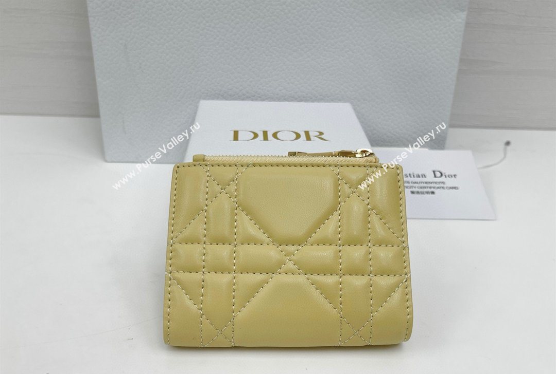Dior Caro Dahlia Wallet with Crystals in Macrocannage Lambskin Leather Yellow 2026 4208 (XXG-260127005)
