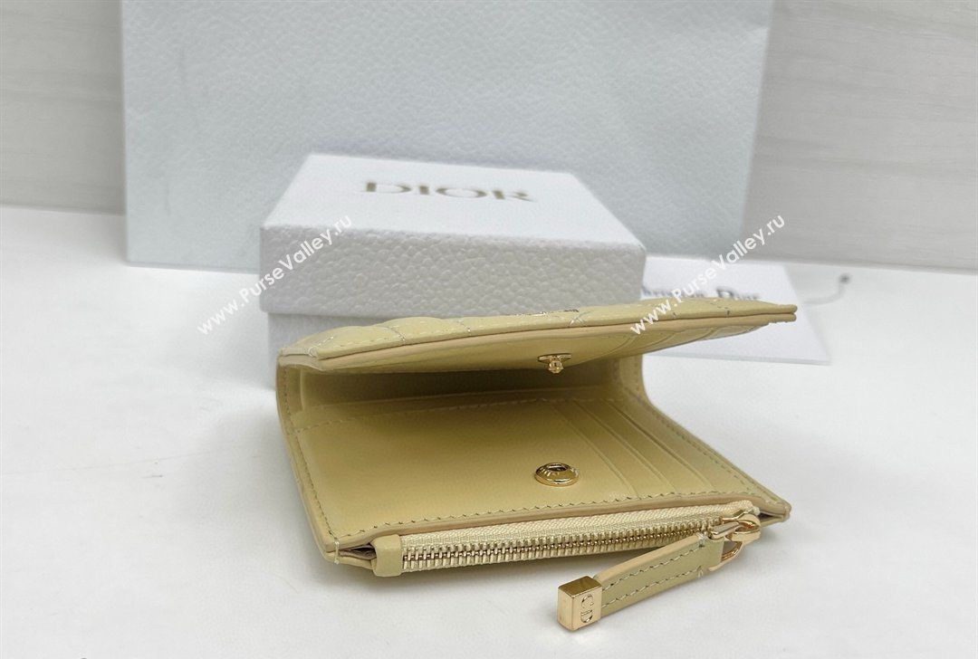 Dior Caro Dahlia Wallet with Crystals in Macrocannage Lambskin Leather Yellow 2026 4208 (XXG-260127005)