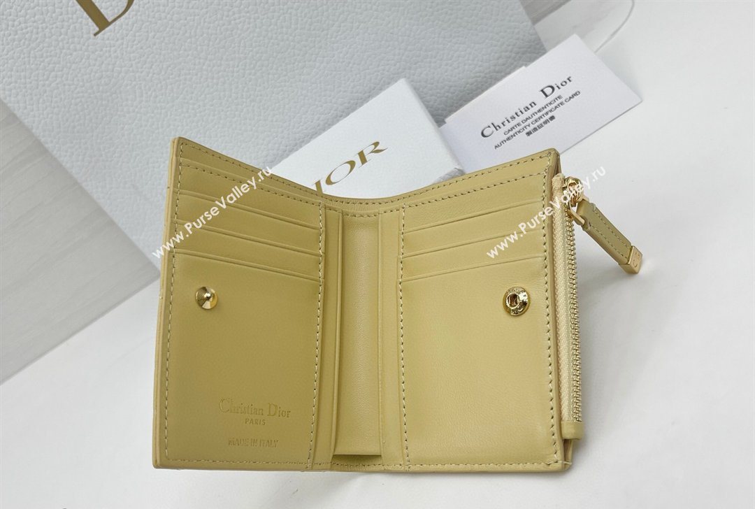 Dior Caro Dahlia Wallet with Crystals in Macrocannage Lambskin Leather Yellow 2026 4208 (XXG-260127005)