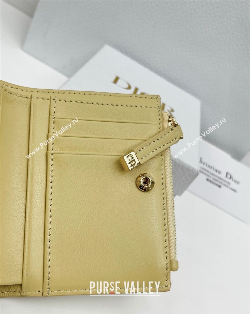 Dior Caro Dahlia Wallet with Crystals in Macrocannage Lambskin Leather Yellow 2026 4208 (XXG-260127005)