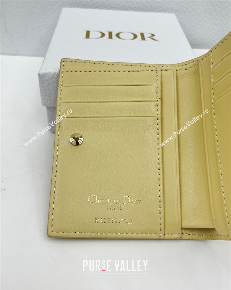 Dior Caro Dahlia Wallet with Crystals in Macrocannage Lambskin Leather Yellow 2026 4208 (XXG-260127005)