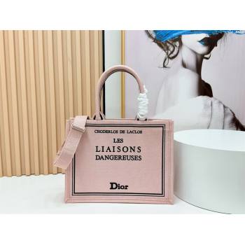 Dior Medium Book Tote Bag in Light Pink Book Cover Embroidery 2026 8833 (BF-260127032)