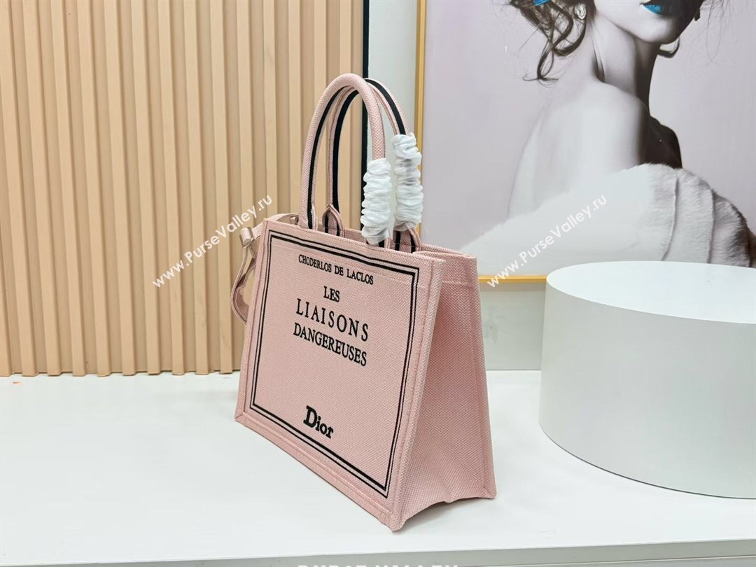 Dior Medium Book Tote Bag in Light Pink Book Cover Embroidery 2026 8833 (BF-260127032)