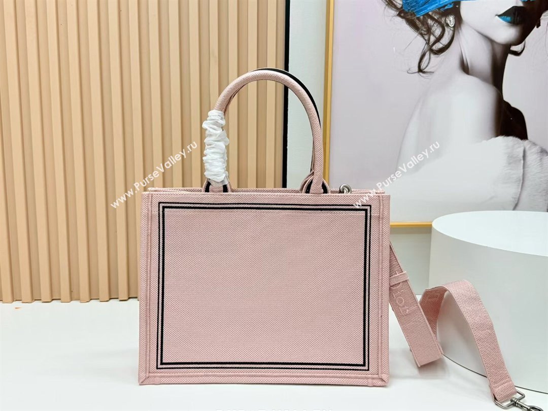 Dior Medium Book Tote Bag in Light Pink Book Cover Embroidery 2026 8833 (BF-260127032)