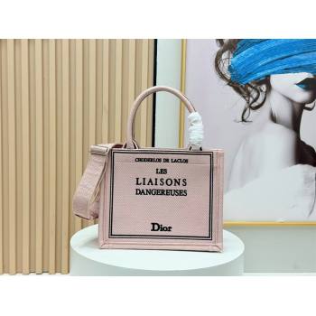 Dior Small Book Tote Bag in Light Pink Book Cover Embroidery 2026 8833 (BF-260127033)